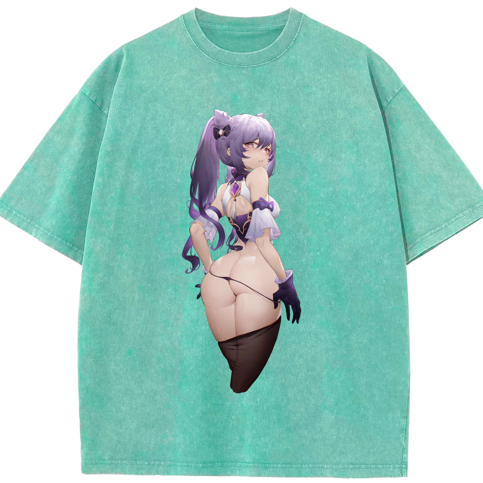 げんし神 刻晴 こくせい genshin Kokusei 綿100% ヴィンテージ風 半袖Tシャツ（フロントプリント）